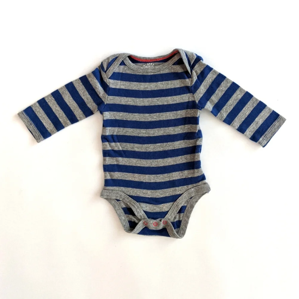 Baby Cat & Jack Gray and Blue Striped Onesie
